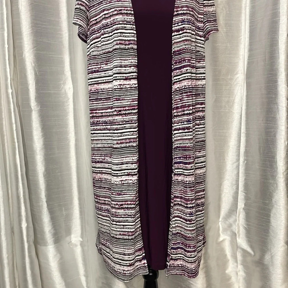 Perceptions Women’s Petite Large Purple Short Sleeve Business Casual Midi Dress - Picture 2 of 9